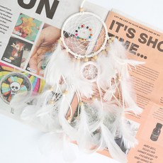 오꿈 드림캐쳐만들기 세트 DIY 마크라메 재료 키트, 16 산들바람 (흰색)