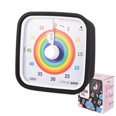 리틀그립 구글 타이머 KC 인증 무소음 공부 순공 시계 미끄럼방지 실리콘 포함, 블랙 레인보우, 1개, 블랙계열