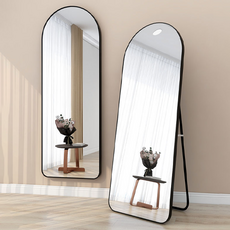 루나글램 아치형 스탠드 벽걸이 전신거울 1700, 블랙