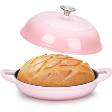 사워도우 빵 굽기에 적합한 더치 오븐 에나멜 주물 냄비 - 5.7L, 1개, 분홍색, 25cm