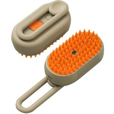 寵物按摩梳 寵物梳毛刷 一鍵清潔 寵物美容 狗梳子 貓梳子, 卡其, 1個