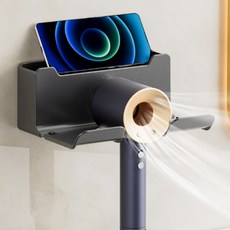 무타공 드라이기거치대 욕실 다이쓴 핸즈프리 홀더 간편 부착 3칸 수납 홀더, No.02 3칸 그레이, 1개