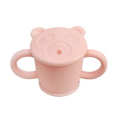 국내생산 실리니 실리콘 유아용 곰돌이 양손빨대컵 뚜껑 세척솔 세트 200ml, 1세트, 핑크