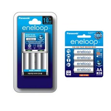 파나소닉 건전지 충전기 BQCC51K + 에네루프 충전지 AA 4p 세트, 1세트