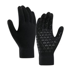 Leuceiy 남성용 여성용 겨울 장갑 따뜻한 니트 게이밍 터치스크린 추운 날씨용 스포츠 일상 작업 부드러운 울 안감 블랙. 단일 사이즈 285346, Leuceiy 남성용 여성용 겨울 장갑, 따뜻한 니트