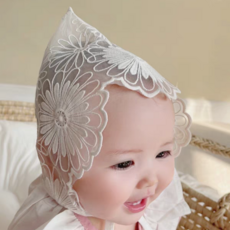 [올더데이] 아기 보넷 퓨어 레이스 플라워 면 자수