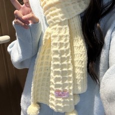 [940명이 수집] 코바늘 DIY 와플 스카프 따뜻한 민트 우유 무스 구름 면 특색 DIY 스카프 재료 패키지, V51 [밀크 화이트] DIY 재료 패키지 + 무료 튜, 100개 세트 도구 없음, 1개