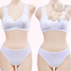 참깨샵 매쉬도트 주니어 1단계 브라팬티세트 학생속옷세트