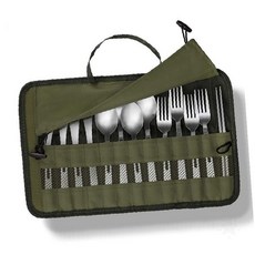 수저케이스 커트러리 파우치 포크 나이프 정리함 야외 취사 도구 보관 올리브, 1개, 상세페이지 참조