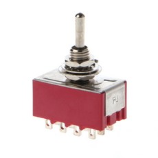 AC 250V/2A 125V/5A 12핀 온/온 2 위치 4PDT 토글 스위치 빨간색, 실버, 1개, 이미지를 참조해 주십시오