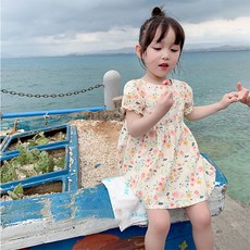 女童田園風碎花連衣裙 夏季韓版公主洋裝