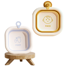 토몽 접이식 유아 세숫대야 아기 목욕 세수 다용도, 옐로우 블루, 1세트