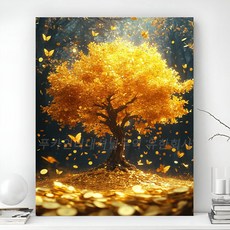 돈들어오는 보석십자수 액자 캔버스형 DIY 키트 풍경 동물 꽃식물 풍수 그림 선물용 객실 인테리어 거실 장식 수제 비즈 십자수 40x50cm, 1개, PK-16 금전수