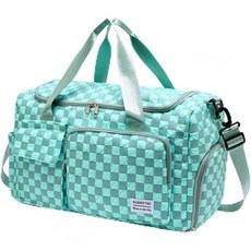 Small Gym 백 여성용 트래블 더플 캐리 온 위켄더 with Shoe 컴파트먼트 342149, 39#블루 Checkered, Gym Bag&toiletry Bag