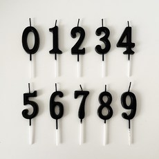 디어플레이스 생일 숫자초 케이크초 기념일 0-9 10종, 1세트, 블랙