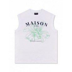 [국내정품] 패블러스아카이브 나시UNISEX 오버핏 싱글 MAISON프린팅 슬리브리스 탑 화이트네이비(FCB2TS300M) 205758