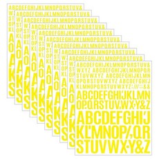 [ 940354 ] Dvobez 믹스 사이즈 레터 스티커 1800개 비닐 알파벳 10장 예술 공예 우편함 포스터 보드 및 교실 정리용 방수 접착 글자 - 옐로우, Yellow