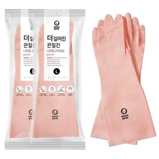 모스트픽 더 길어진 끈질긴 니트릴 고무장갑, 봄꽃색, 대(L), 2세트