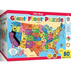 해외 MasterPieces 바닥 퍼즐 - 점보 사이즈 80피스 직소 미국 지도 모양 91.4 x 61.4cm3 2피트 미국매장정품+ 1730955, .0001.미국 지도.