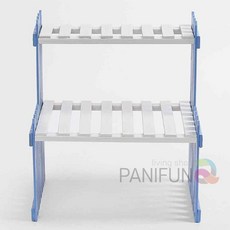 베란다화분대 베란다가드닝 화분다이 화분진열대 2단대나무 블루화이트 꽃집매대 원목화분받침대 85653ea 1(ea), 색상