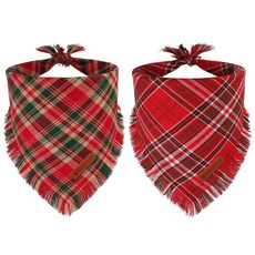 ADOGGYGO 태슬 가장자리가 있는 가을 강아지 반다나 세련된 오렌지 격자 무늬 반려동물 스카프 다양한 사이즈 추수감사절 할로윈 반다나 엑스트라 대형견용 XL 24847, 크리스마스-3