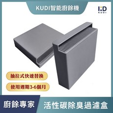 KUDI智能廚餘機活性碳除臭過濾盒，抽拉式快速替換，廚餘專家推薦，活性碳除臭過濾, 黑色2入組, KD-KF2F1-X1