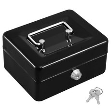 KYOODLE 대형 금속 캐시 박스 머니 트레이 및 장치 서랍 9 84" x 7 87" 3 54" 블랙 라지, Small, Black