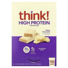 Think 하이 프로틴 바 화이트 초콜릿 10 개입 각 60 g(2.1 oz), 10개, 60g, 60g