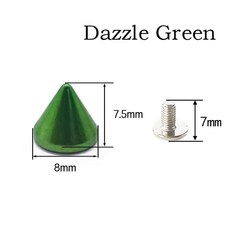 가죽 공예 휴대폰 케이스 장식 액세서리 의류 리벳 8mm x 7 5mm 콘 컬러 스터드 18 가지 색상 제공 5 세트, 8x7 5mm 5Set, Dazzle Gr n