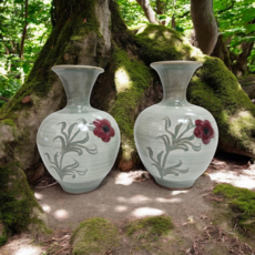 생일선물 한국 수제 국산 분청사기 매화향 도자기화병 2개1세트 한국기념품 결혼선물, 분청사기매화향