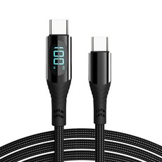 WEET E-Maker 全協議充電線 快充 6A 適用各型手機, 1個, Type-C to C 數顯100W-黑色, 2m
