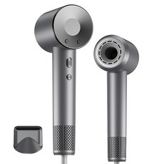 RichMagic 초고속 음이온 무엽 드라이어 12가지 모드 BLDC 가정용 드라이기 1600W+자기흡입노즐, 아이언 블랙