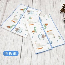 MIT純棉紗布水果澡巾30x50cm 2入組-台灣製造, 40支紗-滑板龍(2條)
