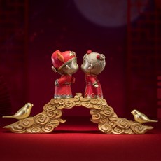 銅作TUMZUO 喜結連理 銅雕 高溫著色全黃銅手工打造 居家裝飾/送禮/婚禮小物/新婚賀禮