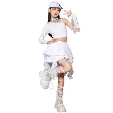 화이트방송댄스복 태슬 의상 걸그룹 무대 힙합 댄스복 세트 줌바 댄스