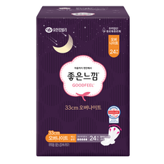 좋은느낌 오리지널 생리대 날개형, 오버나이트, 24개입, 10개
