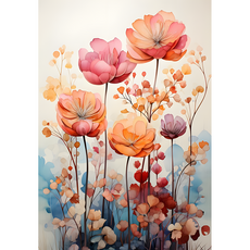 MH 보석십자수, 1개, 오렌지 꽃 500*600mm
