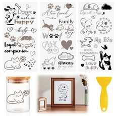 HICOHAND Rub On Transfers for Crafts 3pcs 애완견 전사 UV DTF 스티커 방수 데칼 가구 나무 스크랩북 유리 컵 꽃병 휴대폰 쉘 장식, Pet Dog