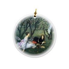 Rikki Knight James Tissot Art 봄철 디자인 라운드 도자기 양면 크리스마스 장식품 282550