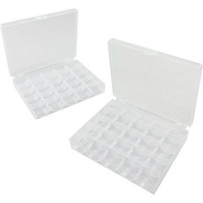 웬누오 재봉틀 보빈스 박스 2팩25슬롯 빈 스풀스 재봉틀용 플라스틱 케이스 보관함., 2 Pack(25Slots)