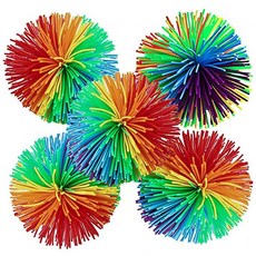 점핑볼레인보우 감각 Stringy 공 어린이를위한 Fidget 장난감 실리콘 탄력 파티는 야외 재미를 선호합니다, 05 5Piece 10CM 60g