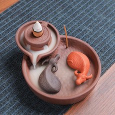 牛轉乾坤紫砂倒流香爐 家居禪意茶道擺件, 牛轉乾坤