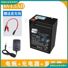 兒童電動車電池 6V4.5AH 7ah 6V 12V通用充電器配件, 1個, 6V4.5AH升級款+充電器+直充線