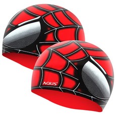 [아쿠스] 스파이더맨 캐릭터 실리콘 수영모자 디자인 수영모 수모 레드, 빨강, 1개