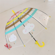 렌코리아 아동 돔형 스마일 구름 투명우산 비닐우산