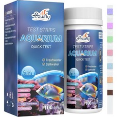 Pawfly 100개 수족관 테스트 스트립 6개 1개의 디지털 물 키트 pH 질산염 아질산염 염소 총 경도 및 탄산염 어항 스트립 신선/염수 키트, 100 Test Strips
