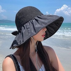 자외선 차단 암막 라탄 와이드햇
