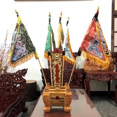 全新錦緞加蔥耐用款一尺五營旗整組優惠（含令旗、旗桿、葫蘆、雕刻令牌、旗座）, 單買-雕刻龍令牌