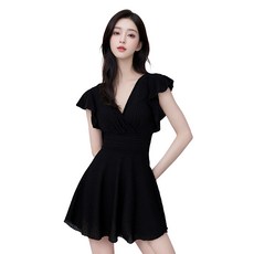 넥스오라 원피스 수영복 반팔 체형커버 모노키니 빅사이즈 치마 수영복, 2XL