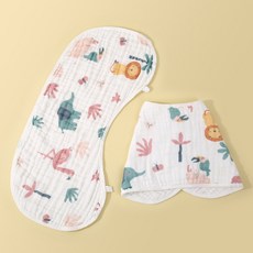 樂樂小舖 寶寶拍嗝巾 嬰兒多功能紗布巾 親膚透氣吸水防溢奶 枕巾 口水巾 B款森林動物園, 1個, B款-森林動物園(純棉),單入